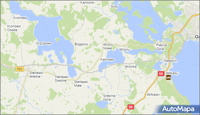 mapa Kalinowo gmina Giżycko, Kalinowo gmina Giżycko na mapie Targeo