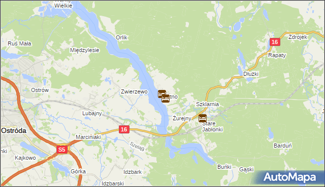 mapa Kątno gmina Ostróda, Kątno gmina Ostróda na mapie Targeo