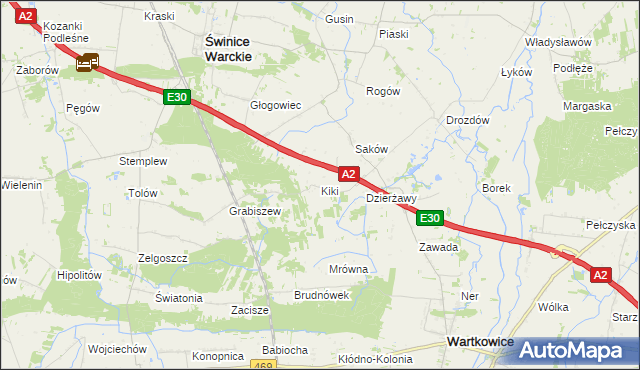 mapa Kiki gmina Wartkowice, Kiki gmina Wartkowice na mapie Targeo
