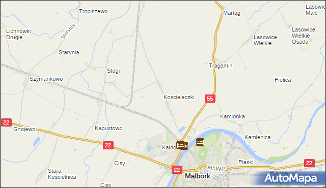 mapa Kościeleczki, Kościeleczki na mapie Targeo