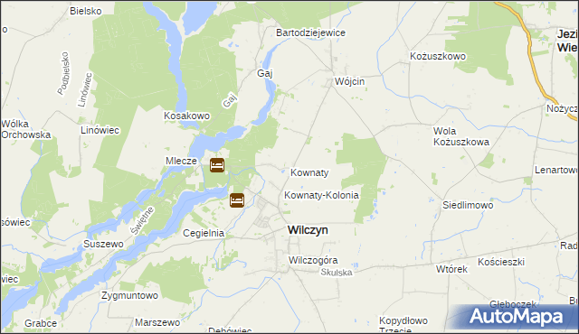mapa Kownaty gmina Wilczyn, Kownaty gmina Wilczyn na mapie Targeo
