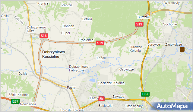 mapa Leńce, Leńce na mapie Targeo