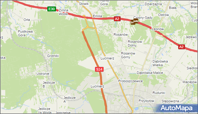 mapa Lućmierz-Ośrodek, Lućmierz-Ośrodek na mapie Targeo