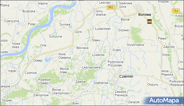 mapa Łysaków gmina Czermin, Łysaków gmina Czermin na mapie Targeo
