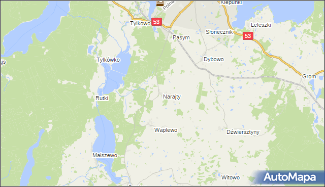 mapa Narajty, Narajty na mapie Targeo