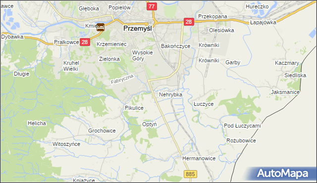 mapa Nehrybka, Nehrybka na mapie Targeo
