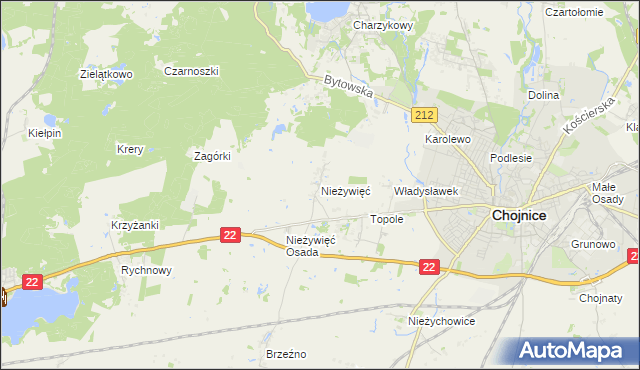 mapa Nieżywięć gmina Człuchów, Nieżywięć gmina Człuchów na mapie Targeo