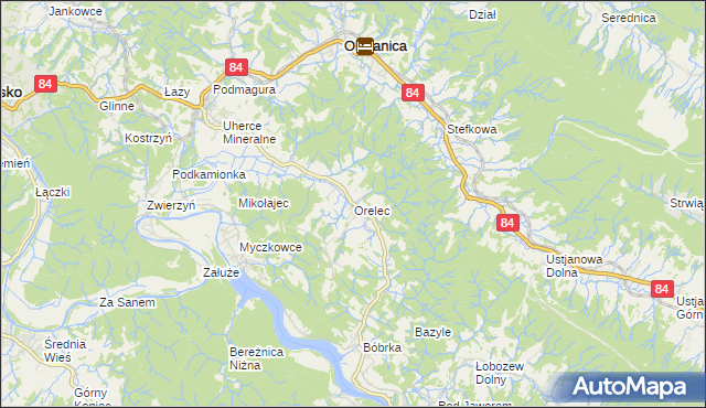 mapa Orelec, Orelec na mapie Targeo