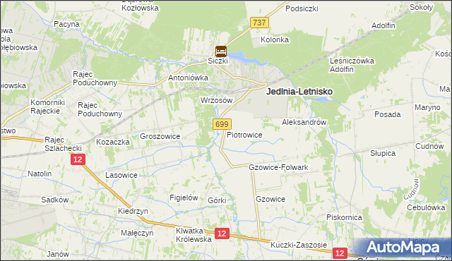 mapa Piotrowice gmina Jedlnia-Letnisko, Piotrowice gmina Jedlnia-Letnisko na mapie Targeo
