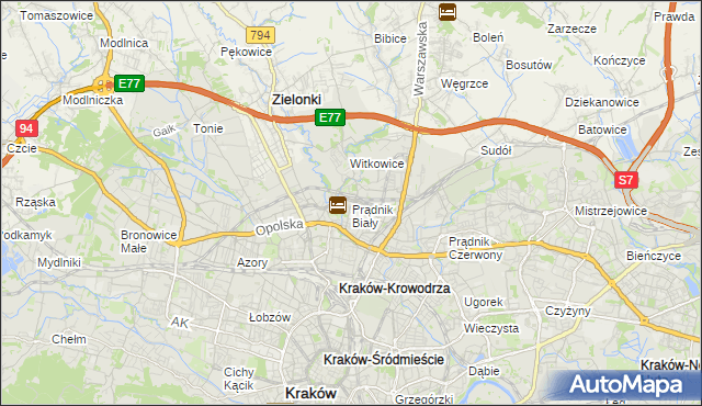 mapa Prądnik Biały, Prądnik Biały na mapie Targeo