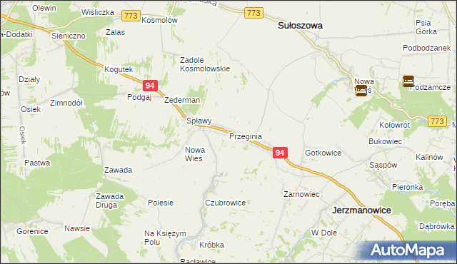 mapa Przeginia, Przeginia na mapie Targeo