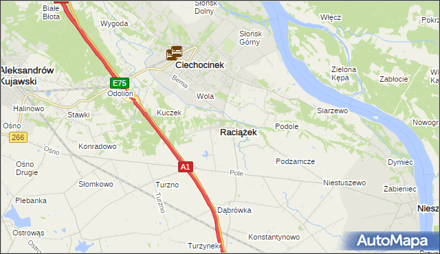 mapa Raciążek, Raciążek na mapie Targeo