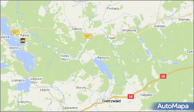 mapa Rentyny, Rentyny na mapie Targeo