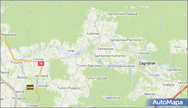 mapa Samsonów-Komorniki, Samsonów-Komorniki na mapie Targeo