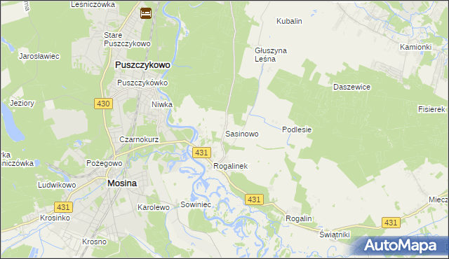 mapa Sasinowo, Sasinowo na mapie Targeo