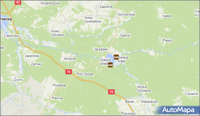 mapa Sielpia Wielka, Sielpia Wielka na mapie Targeo