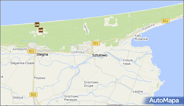 mapa Sztutowo, Sztutowo na mapie Targeo