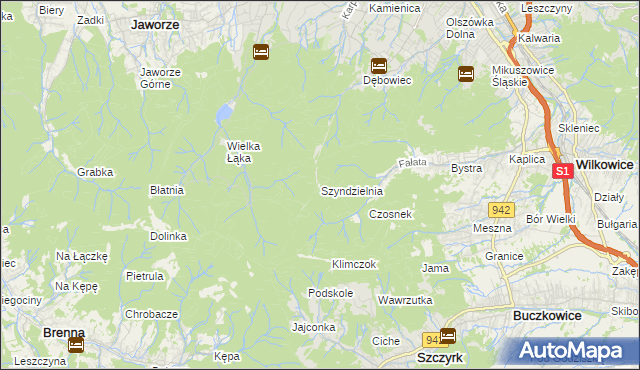 mapa Szyndzielnia, Szyndzielnia na mapie Targeo