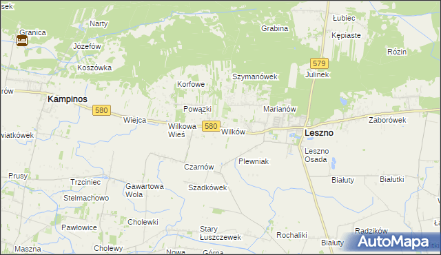 mapa Wilków gmina Leszno, Wilków gmina Leszno na mapie Targeo