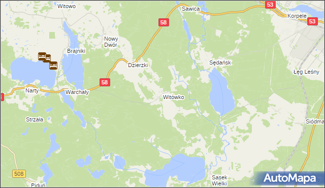 mapa Witówko, Witówko na mapie Targeo