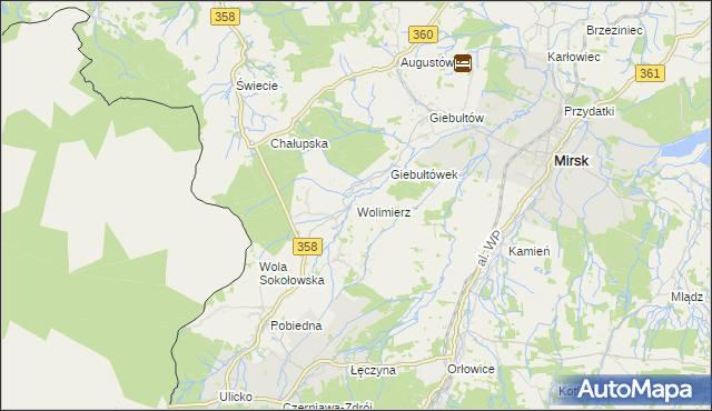 mapa Wolimierz, Wolimierz na mapie Targeo
