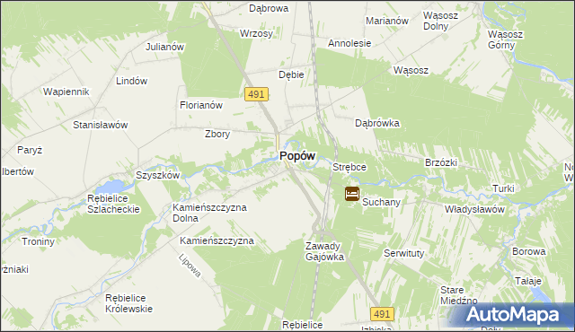mapa Zawady gmina Popów, Zawady gmina Popów na mapie Targeo