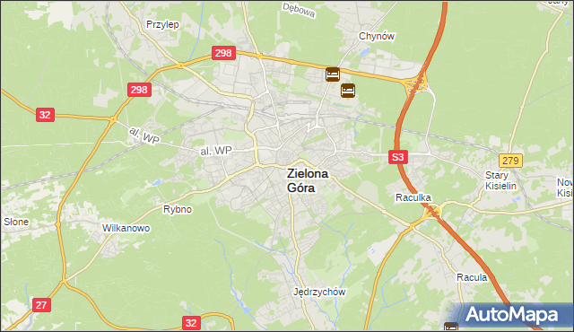 mapa Zielona Góra, Zielona Góra na mapie Targeo