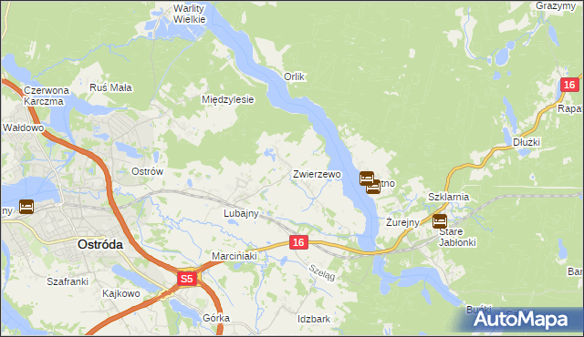 mapa Zwierzewo, Zwierzewo na mapie Targeo
