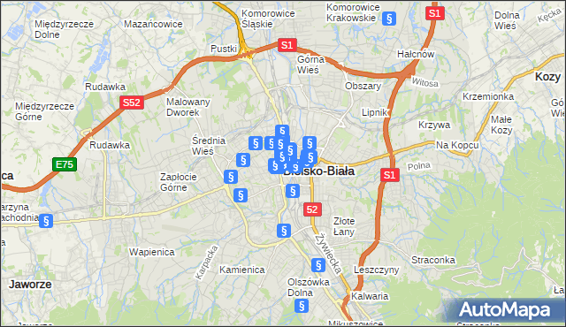 mapa Bielsko-Białej, Bielsko-Biała na mapie Targeo