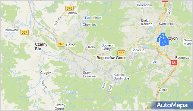 mapa Boguszów-Gorce, Boguszów-Gorce na mapie Targeo