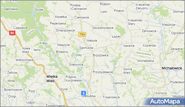 mapa Brzozówka gmina Zielonki, Brzozówka gmina Zielonki na mapie Targeo