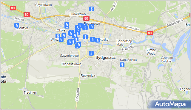 mapa Bydgoszczy, Bydgoszcz na mapie Targeo