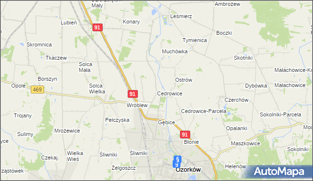 mapa Cedrowice, Cedrowice na mapie Targeo
