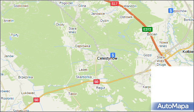 mapa Celestynów powiat otwocki, Celestynów powiat otwocki na mapie Targeo