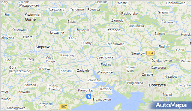 mapa Czechówka gmina Siepraw, Czechówka gmina Siepraw na mapie Targeo