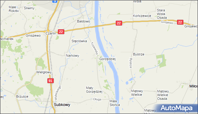 mapa Gorzędziej, Gorzędziej na mapie Targeo