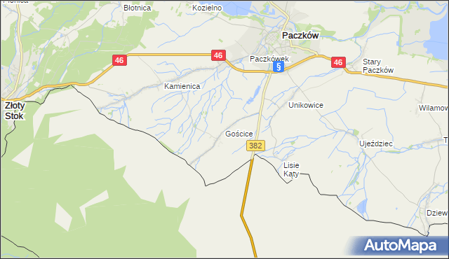 mapa Gościce, Gościce na mapie Targeo