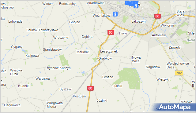 mapa Grabków gmina Kutno, Grabków gmina Kutno na mapie Targeo
