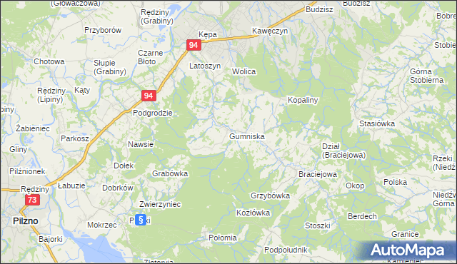 mapa Gumniska gmina Dębica, Gumniska gmina Dębica na mapie Targeo