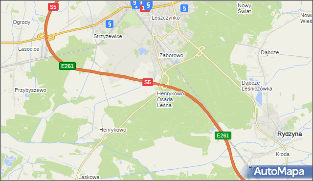 mapa Henrykowo Osada Leśna, Henrykowo Osada Leśna na mapie Targeo