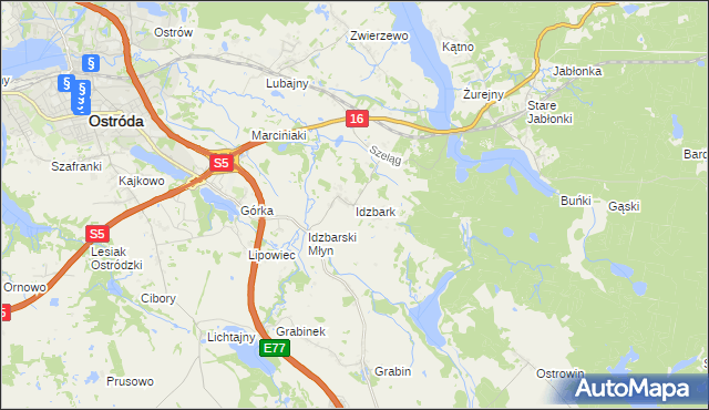 mapa Idzbark, Idzbark na mapie Targeo