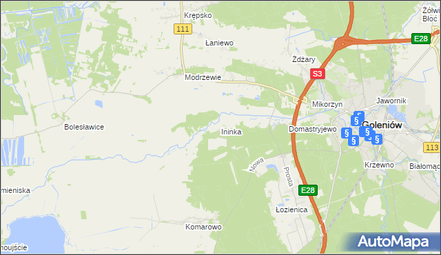 mapa Ininka, Ininka na mapie Targeo