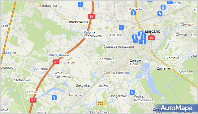 mapa Kamionka gmina Piaseczno, Kamionka gmina Piaseczno na mapie Targeo
