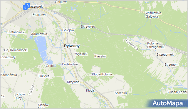 mapa Klasztor gmina Rytwiany, Klasztor gmina Rytwiany na mapie Targeo