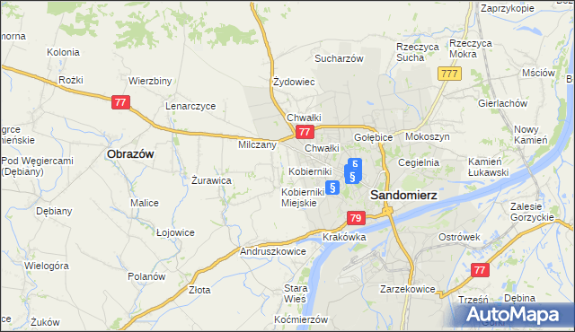 mapa Kobierniki gmina Samborzec, Kobierniki gmina Samborzec na mapie Targeo