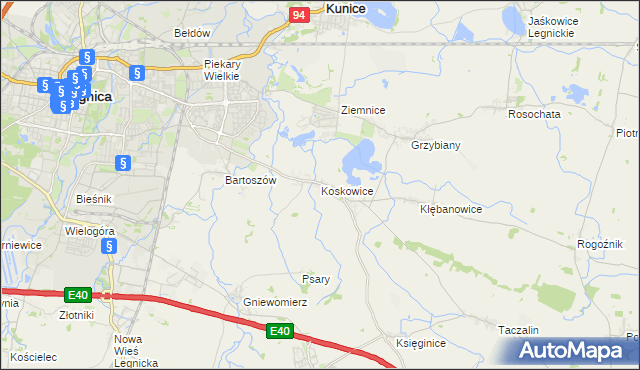mapa Koskowice, Koskowice na mapie Targeo