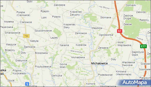 mapa Kozierów, Kozierów na mapie Targeo