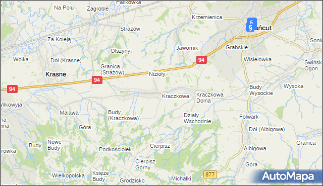 mapa Kraczkowa, Kraczkowa na mapie Targeo