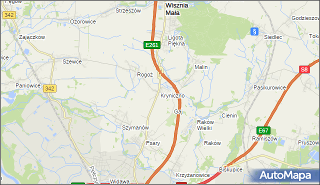 mapa Kryniczno gmina Wisznia Mała, Kryniczno gmina Wisznia Mała na mapie Targeo
