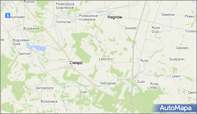mapa Łaszczyn gmina Cielądz, Łaszczyn gmina Cielądz na mapie Targeo